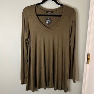 Cuddl Duds Women's Olive Long Sleeve Top